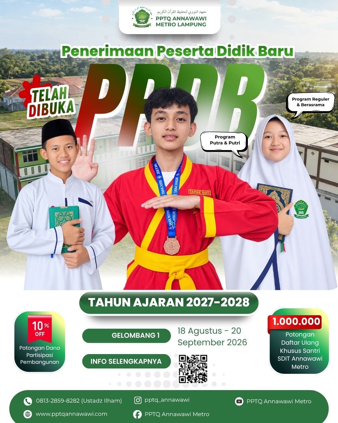 PPDB PPTQ Annawawi Metro Tahun Ajaran 2027/2028 Gelombang 1 Resmi Dibuka
